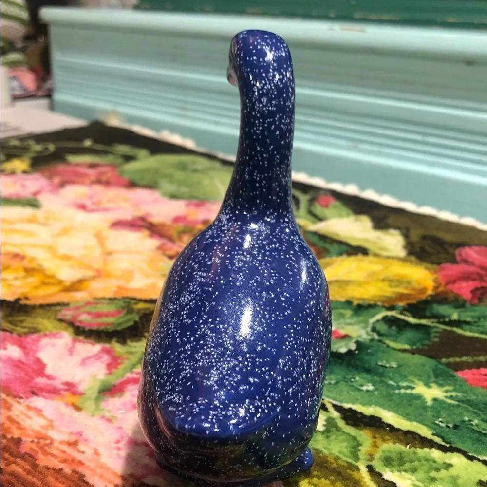 💙Vintage Speckled Blue Ceramic Goose totally cottagecore Figurine